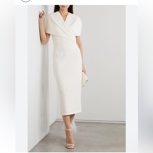 safiyaa inspired Dresses & Skirts - SAFIYAA Flora cape-effect crepe midi dress size 2 NWT